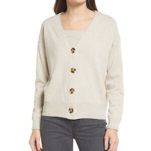 Madewell Womens Carlyn Resourced Cashmere White V Neck Cardigan Sweater Sz XS